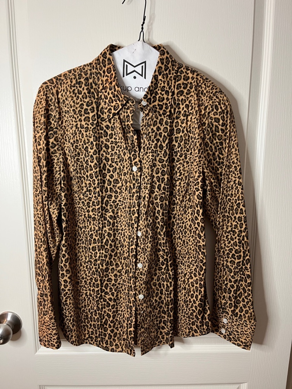 Charter Club Leopard Print Button-Down Shirt Sz 8